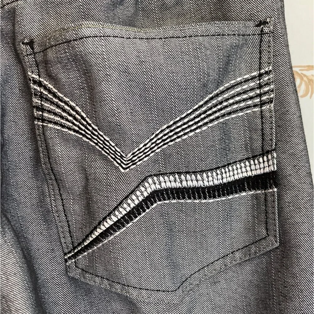 Vintage Y2K Red Ape Men Jeans Size 36 Gray Embroidered Denim Streetwear Skater